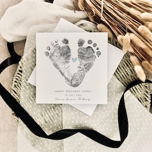 Carte d'anniversaire pour papa | Carte personnalisée Empreinte de bébé pour papa, cadeau spécial pour grand-père, souvenir du 1er anniversaire de papa de bébé