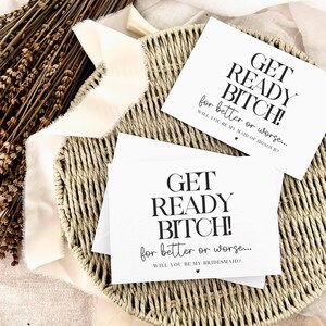 Prepare-se, cadela | Você será minha madrinha de casamento?, presentes personalizados para madrinha de casamento, cartão postal engraçado para madrinha de casamento