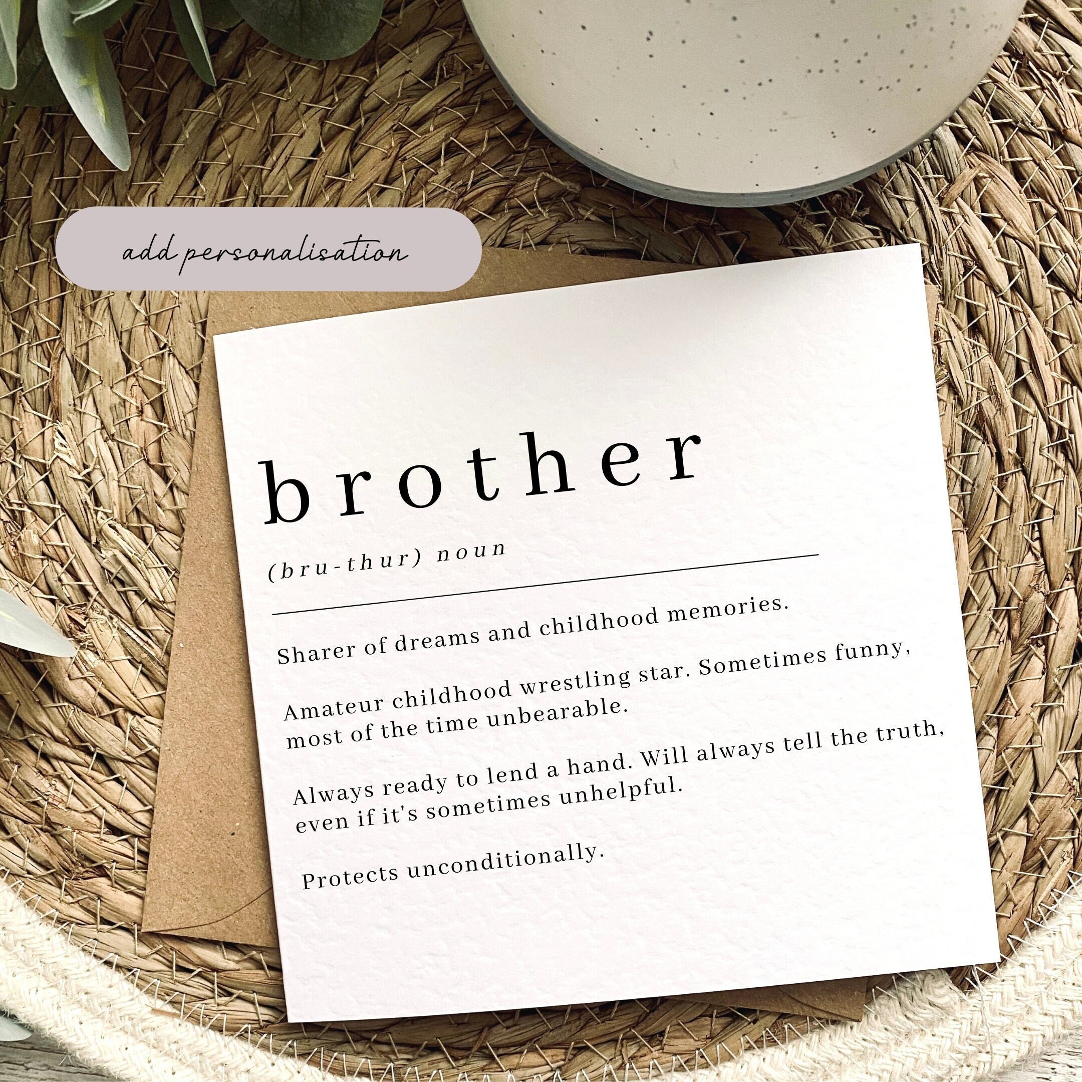 Brother Definition Print Greeting Card Birthdays Christmas image image