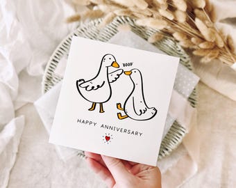 Anniversary Card for Couples - Goose Boop Fun Print - Personalisation Available