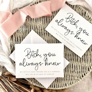 Vous saviez, salopes | Cadeau de proposition de demoiselle d'honneur pour elle, carte postale drôle de demoiselle d'honneur, carte personnalisée boîte sera-t-elle ma demoiselle d'honneur pour un ami