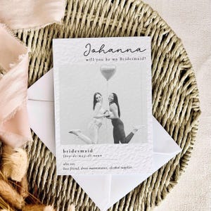 Cartão postal de proposta de madrinha | Lembrança fotográfica para pedir madrinha, presente especial de casamento para ela, cartão postal de caixa "Você será minha madrinha",