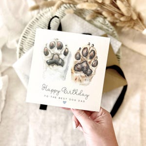Birthday Card for Dog Dad | Personalised With Love From The Dogs - 3 Colour Paw Prints - Card for Dog Lover