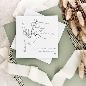 carte personnalisée pour la fête des pères | Langue des signes, je t'aime, 1ère carte de fête des pères pour papa, cadeau pour lui des enfants, pour grand-père et bébé