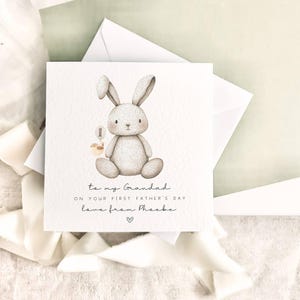 Personalisierte Grandad erste Vatertagskarte | Kaninchen-Druck spezielles Opa-Andenken-Vatertagsgeschenk für Opa vom Baby, Geschenk für Ihn