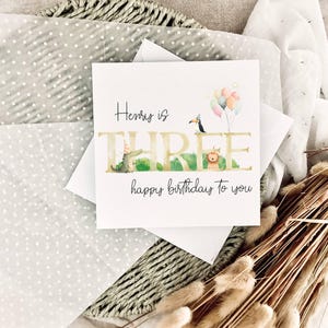 Personalisierte Geburtstagskarte für 3-jährige | 3. Geburtstag Karte, Geschenk für Mädchen, 3. Geburtstag Geschenk für Jungen, Andenken Geburtstag für Kinder