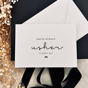 Usher vous remercient carte de visite | Cadeau pour mon huissier, carte postale boîte de faveur de mariage pour la fête de la mariée, souvenir personnalisé de la mariée