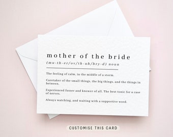 Mother of the Bride Definition Note Card | gift box card, mother of the bride gift, keepsake, card for mum, for her, wedding gift, gift box