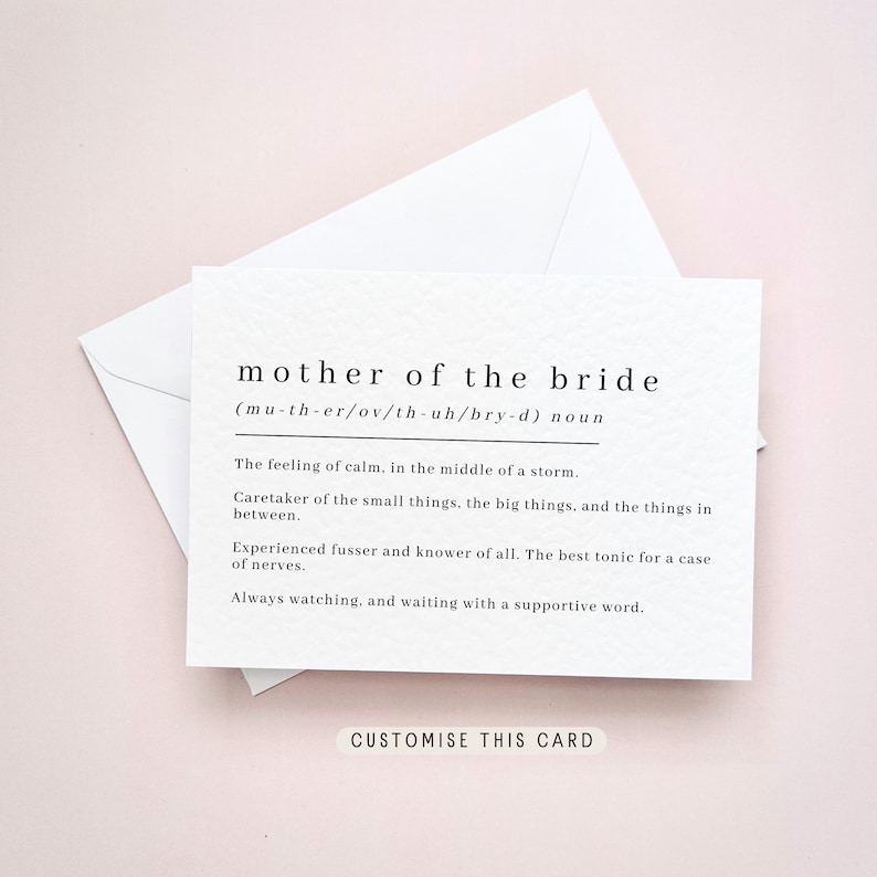 Mother of the Bride Definition Note Card gift box card, mother of the bride gift, keepsake, card for mum, for her, wedding gift, gift box image 1