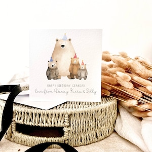 Carte personnalisée d'impression d'ours de joyeux anniversaire | Carte d'anniversaire pour papa, voeux d'anniversaire de son fils ou de sa fille, souvenir personnalisé pour grand-père