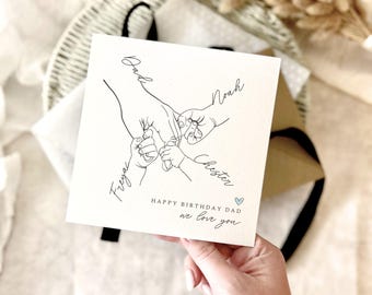 Greeting Card for Daddy - Personalised Birthday Card Keepsake for Dad - Sentimental Hand Print Gift for Him