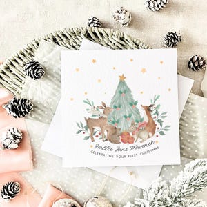 Primo biglietto di Natale per neonati - Biglietto ricordo personalizzato per figlio, figlia, nipote, nipote, simpatico biglietto della vigilia di Natale per bambina o bambino