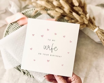 Birthday Card for Wife - Personalised Role Greeting Card For Partner/Girlfriend - Simple Heart Print
