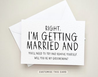 Groomsmen Proposal Gift, Best Man Personalised Postcard, Keepsake Stag Party Wedding Favour, Will you be my Usher Box Card | Try & Behave