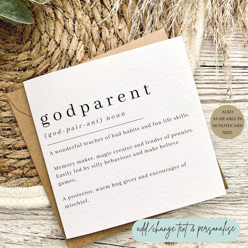 Godparent Definition Greeting Card for Godparent Keepsake Etsy