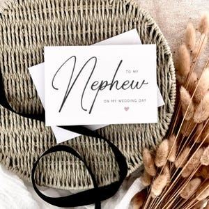 à mon neveu le jour du mariage | Cadeau de mariage pour garçon, carte de garçon de page, cadeau pour le porteur de l'anneau, carte souvenir de carte postale personnalisée