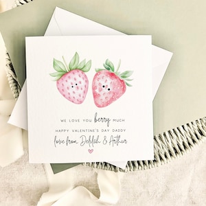 Tarjeta de San Valentín para papá / Te amo mucho Berry Strawberry Recuerdo para papá de los niños, Tarjeta de San Valentín para el abuelo, Regalo para él de un bebé