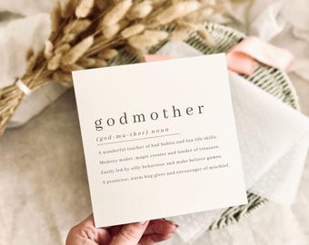 Godmother Greeting Card - Definition of Godmother Print - Keepsake Godparent Proposal - Custom Options