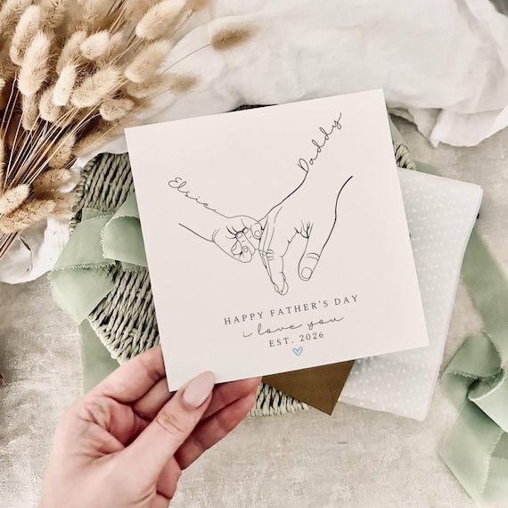 Personalised Hand Print Father's Day Greeting Card - Keepsake for Daddy, Grandad, Uncle, Godfather, Someone Like a Dad