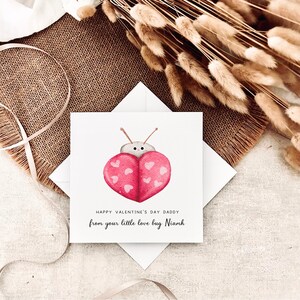 Valentinstagskarte für Papa - Personalisierte Liebeskäfer und Namensandenken für Papa von Kindern, individuelles spezielles Geschenk für Opa von Baby