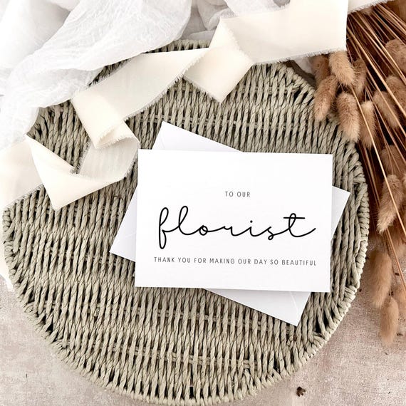 Wedding Florist - Thank You Postcard for Wedding Supplier - Personalised & Custom Options