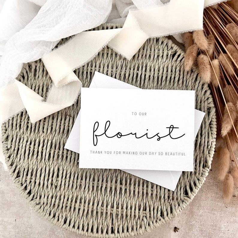 Wedding Florist - Thank You Postcard for Wedding Supplier - Personalised & Custom Options image 1