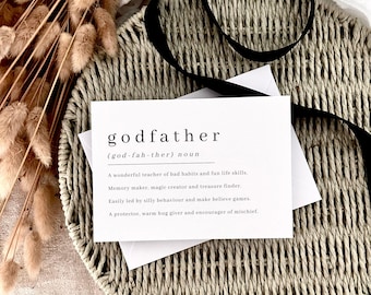 Godfather Definition Postcard - Will You be my Godfather Proposal - Personalised Godparent Thank You Keepsake