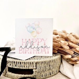 Tarjeta de cumpleaños para ella / Tarjeta para amiga, recuerdo especial, deseos de cumpleaños, regalo para ella, nombre personalizado y poema con impresión rosa, para hija