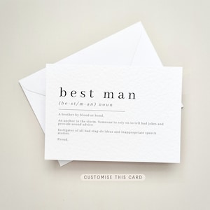 Best Man Proposal Gift, Personalised Wedding Postcard for him, Keepsake Grooms Party Favour, Thank You Best Man Gift | Best Man Definition