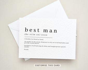 Best Man Proposal Gift, Personalised Wedding Postcard for him, Keepsake Grooms Party Favour, Thank You Best Man Gift | Best Man Definition