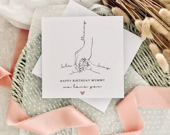 Birthday Card for Mummy | Personalised Name & Hand Print, Special Keepsake Memory for Mum, Custom Card for Nanny, Someone Like a Mum