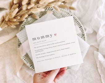 Wenskaart voor mama - Verjaardagskaart voor mama, Moederdagaandenken voor mama - gepersonaliseerde definitieprint