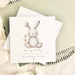 Première carte personnalisée pour la fête des pères | 1ère carte pour la fête des pères de bébé, impression lapin, cadeau souvenir spécial pour papa, cadeau pour lui