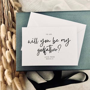 Voorstelkaart Will You Be My Godfather | Van peetdochter, cadeau van peetzoon, voorstelbriefkaart voor peetouder, gepersonaliseerde doopherinnering