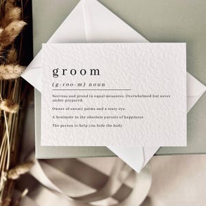 Bräutigam Definition Postkarte | Hochzeitskarte für den zukünftigen Ehemann, Bräutigam Andenken, personalisiertes Hochzeitsgeschenk für die Verlobte, Bräutigam Geschenkbox