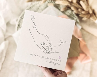 Personalised Birthday Card for Mum - Keepsake Hand Print Card from Children