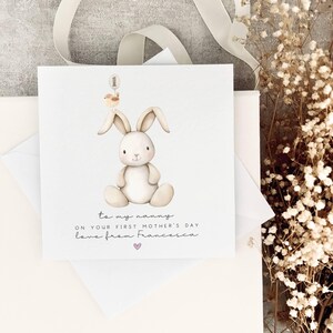 Première carte personnalisée pour la fête des mères de nounou | Carte de fête des mères à imprimé lapin pour grand-mère et enfant Cadeau pour elle, pour grand-mère et petit-enfant