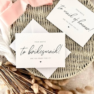 De mejor amiga a... / Tarjeta de propuesta de dama de honor, regalo personalizado para ella, idea para rellenar la caja de dama de honor