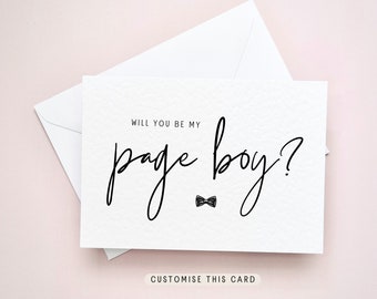 Will you be my Page Boy Proposal Postcard, Bridal Party Keepsake Gift, Personalised Letterbox card for him, Wedding Day Thank you gift box