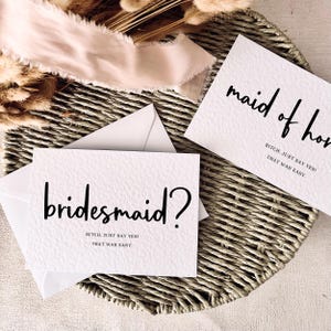 B*tch Just Say Yes | Presente para pedido de casamento de madrinha, cartão postal personalizado para madrinha de casamento e melhor amiga, caixa engraçada "Você será minha madrinha"