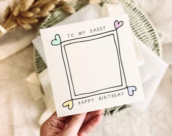 Draw Your Own - Birthday Card for Daddy - Personalised Special Keepsake Kids Drawing for Dad