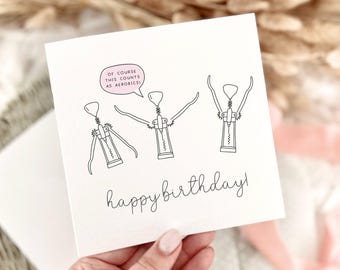 Birthday Greeting Card - Funny Aerobics Wine Lover Card for Birthday Message
