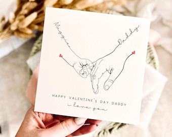 Valentinstag Karte für Papa | Handdruck personalisierte Andenken von Kindern