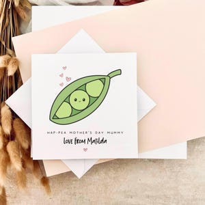 Biglietto personalizzato per la festa della mamma / Hap-Pea, ricordo per la festa della mamma per la mamma, regalo per la tata dal bambino, biglietto speciale per la mamma, biglietto carino dai bambini
