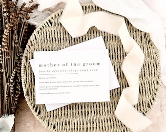 Mother of the Groom Definition Postcard - Wedding Keepsake Postcard for Mum - Thank You Gift - Custom Options