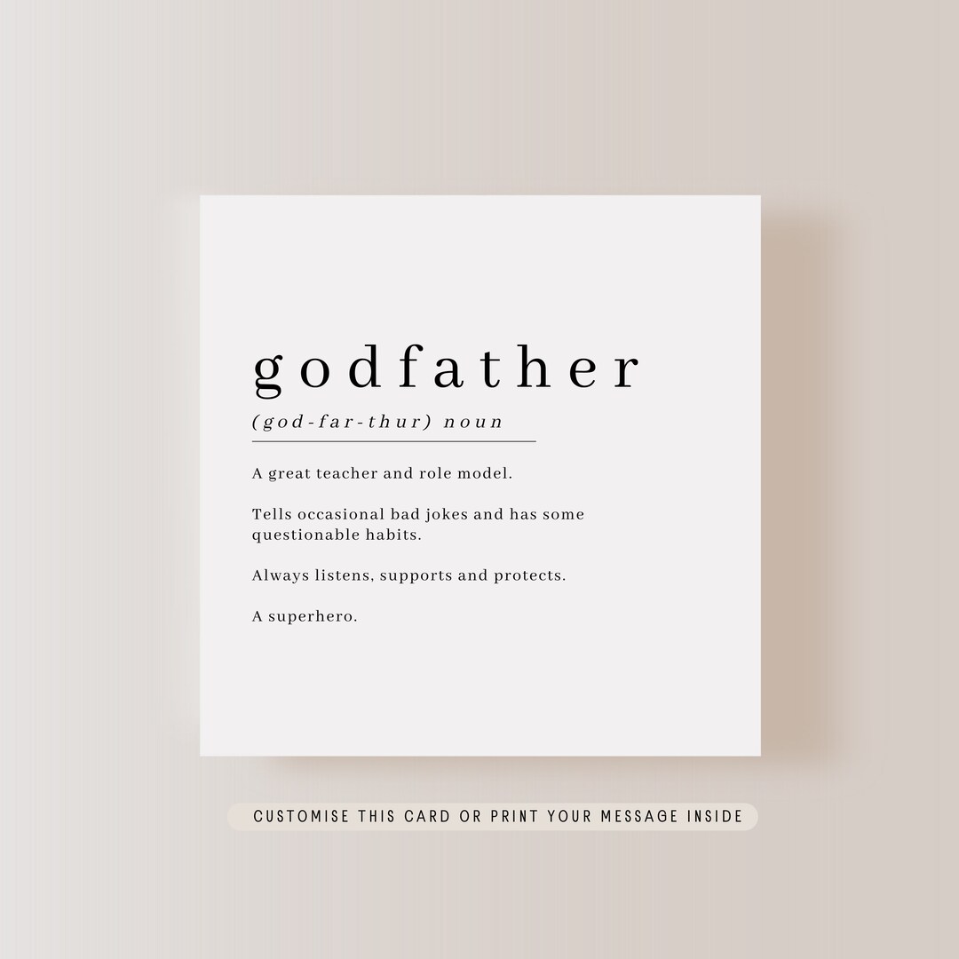 Godfather Definition Greeting Card Personalised Card for Him for