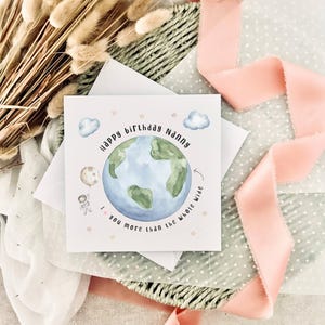 Carte d'anniversaire pour nounou - Je t'aime plus que le monde entier, carte personnalisée pour grand-mère Carte de petite-fille ou petit-fils, joyeux anniversaire grand-mère