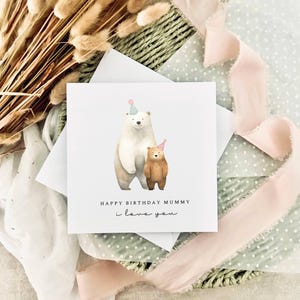 Cartão de aniversário para a mãe | Lembrança personalizada com estampa de urso para o aniversário da mamãe, cartão fofo para a mãe, presente de aniversário para a mãe Nan Auntie de crianças
