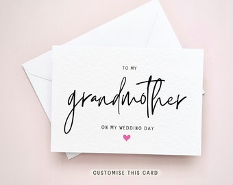 To My Grandmother Thank You Postcard | Gift for Nan from the Bride, Keepsake Gift from the Groom for Grandma, Wedding Gift Favour for Her,