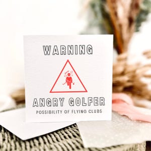 Carte d'anniversaire pour amateur de golf | Impression d'avertissement drôle de golfeur en colère, cadeau de golfeur pour un anniversaire, carte de retraite de golf personnalisée blague